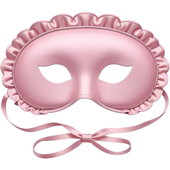 Powder pink sleep mask, satin, frilly, no eyes emoji