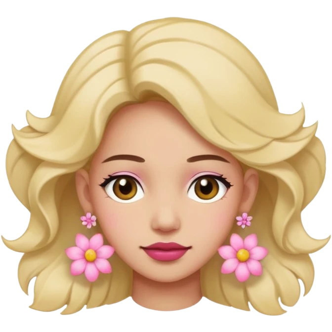 a pink flower who is wearing earrings emoji