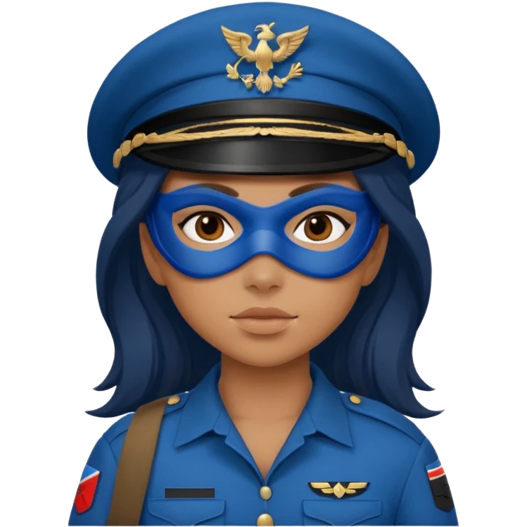 girl soldier with blue masks and long brown hair emoji