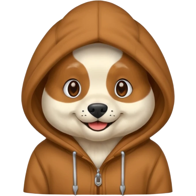 A dog wearing a hoodie emoji