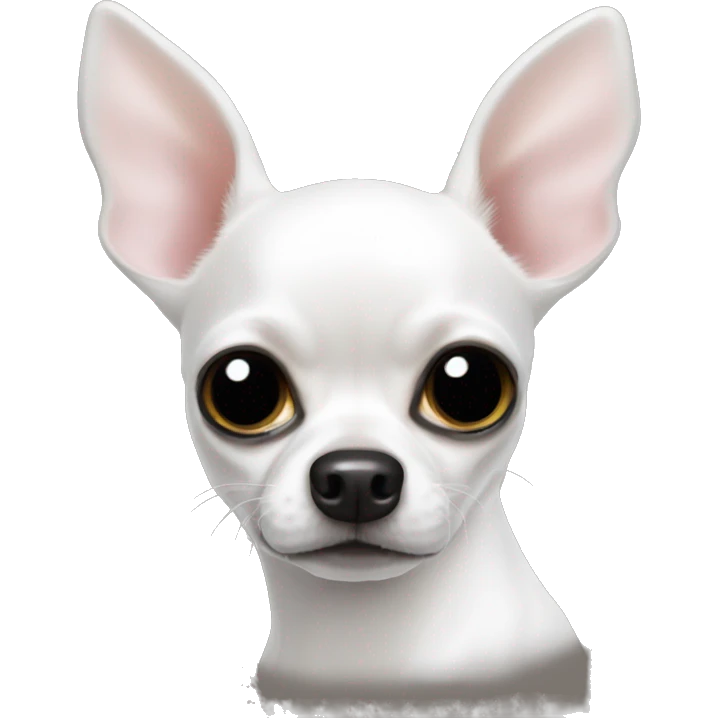 White deer head chihuahua with very black eyeballs emoji