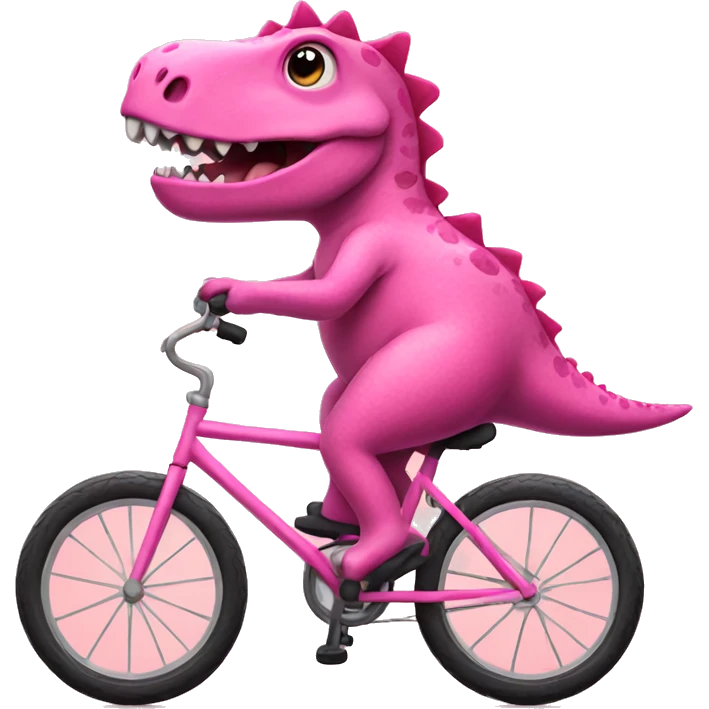 Pink dinosaur riding a bike emoji