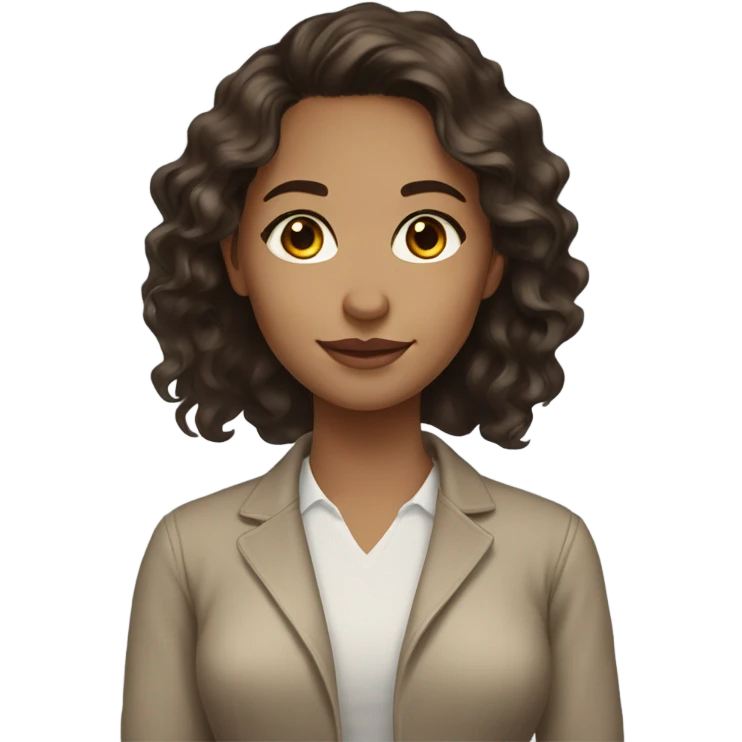 Beautiful woman with light skin, brown eyes, dark brown long wavy hair emoji
