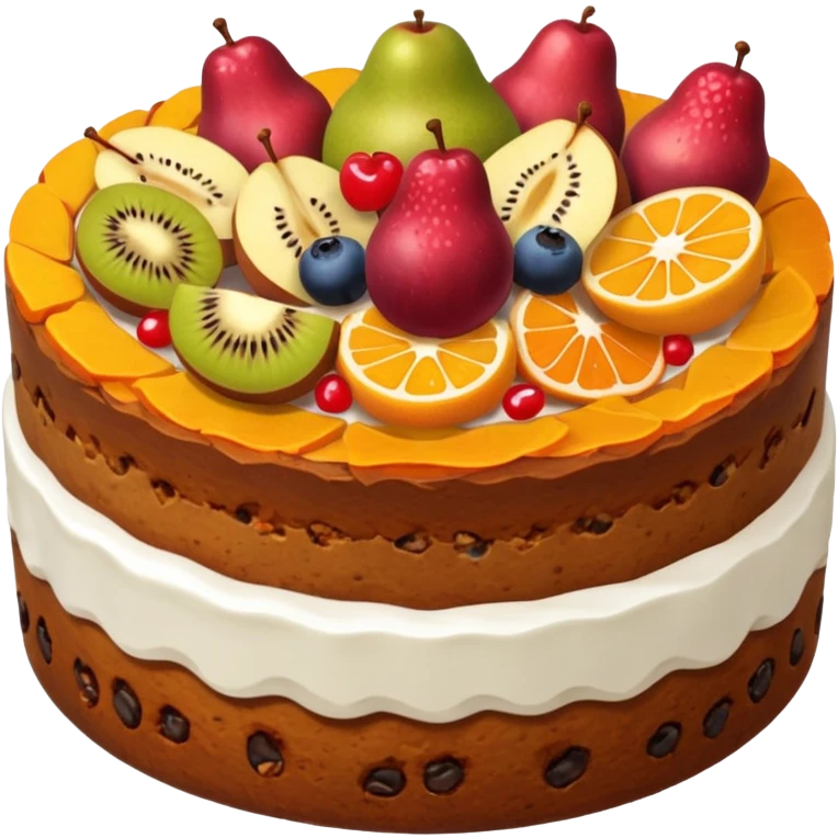 fruit cake with visible fruit pieces, no frosting, simple, clear emoji