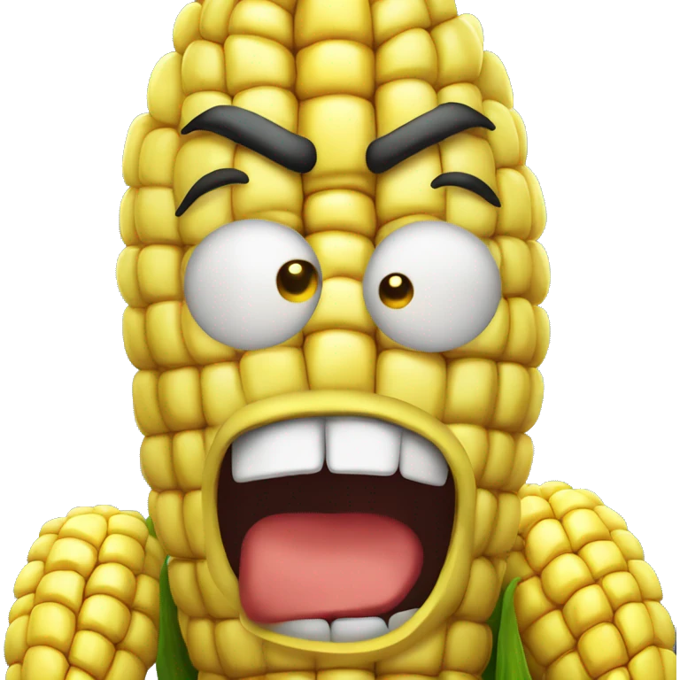 Corn with angry face emoji