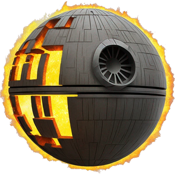 death star, on fire emoji