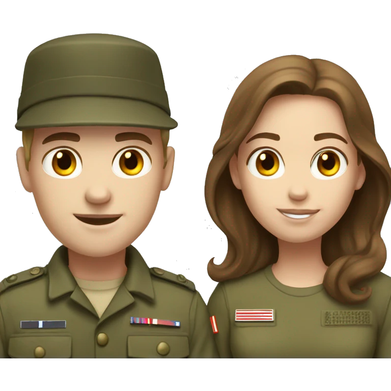 Army boy white skin with girlfriend brown hair  emoji