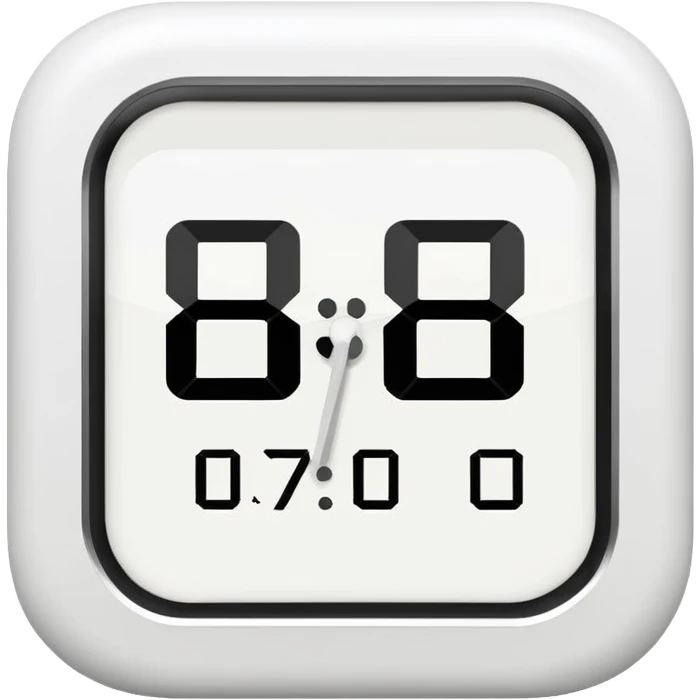 White wooden digital clock minimal design, white numbers emoji