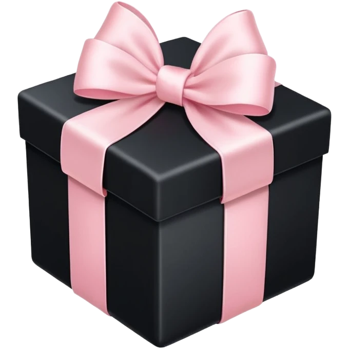 Realistic black gift box with light pink bow emoji