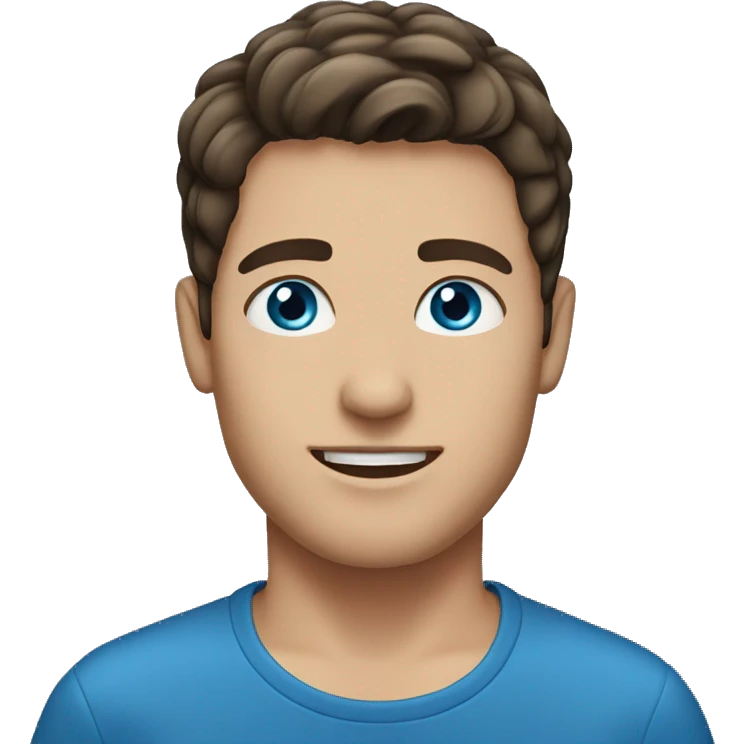 brunette male, blue eyes, medium hair. emoji