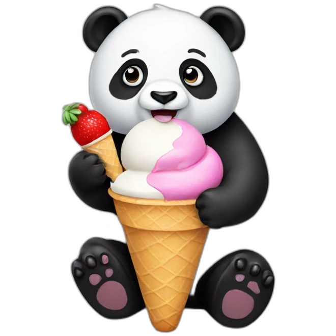 Panda eating ice cream emoji