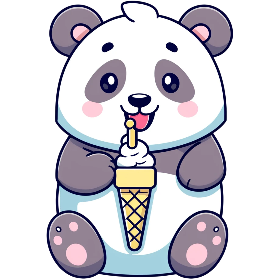 Panda eating ice cream emoji