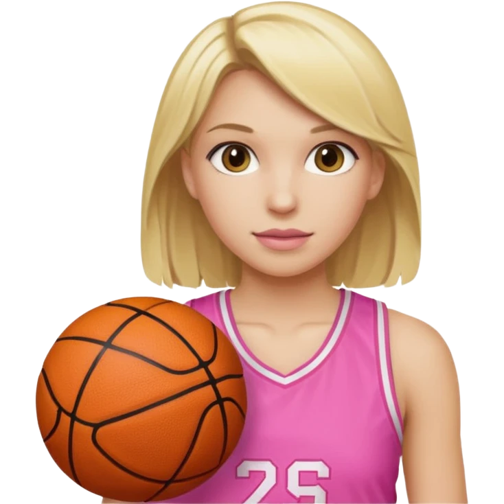 Blonde female, basketball player wearing pink emoji