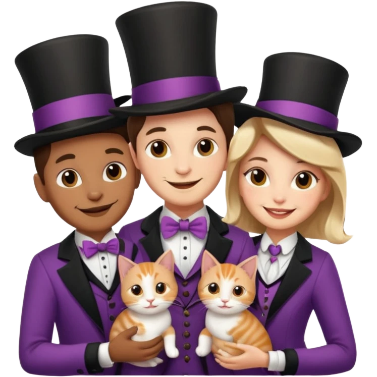 magician couple and their pet cat emoji