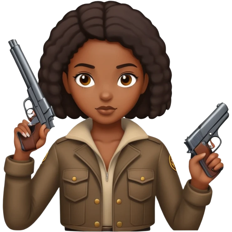 black girl holding gun emoji