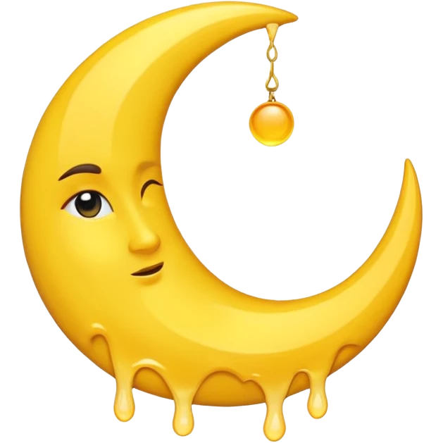 Melting waning crescent moon without any face and should in yellow colour emoji