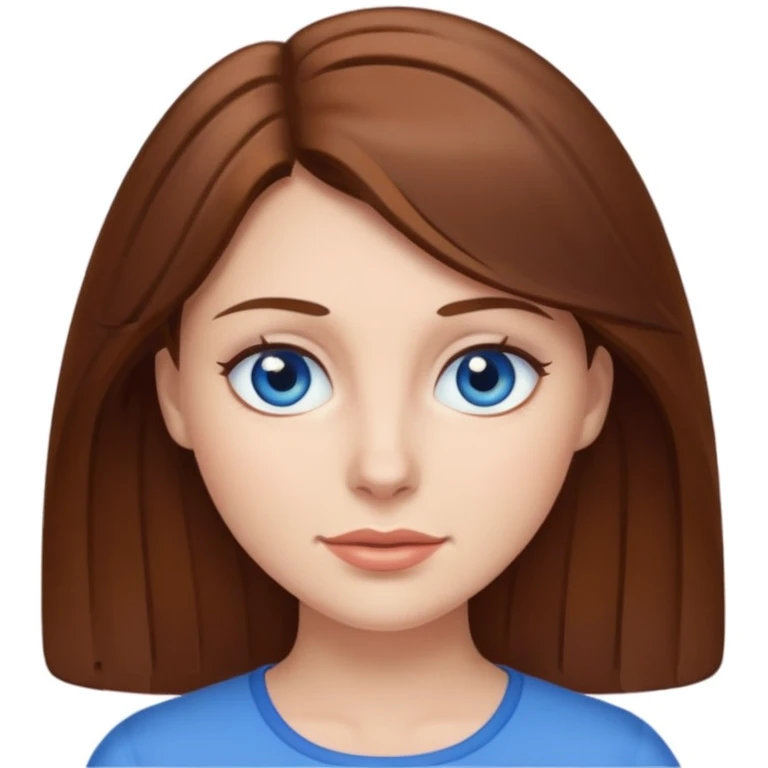 Woman with brown hair and blue eyes emoji