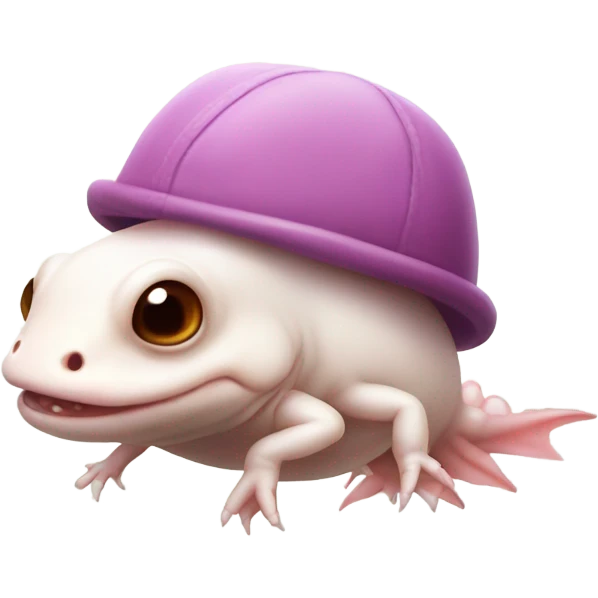 A happy axolotl with a skull cap on emoji