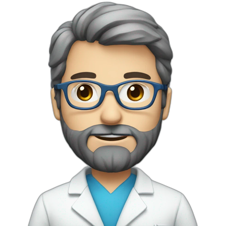 Doctor rubio con lentes azules, barba blanca emoji
