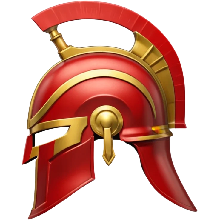 Side view of a gold and red Spartan helment emoji