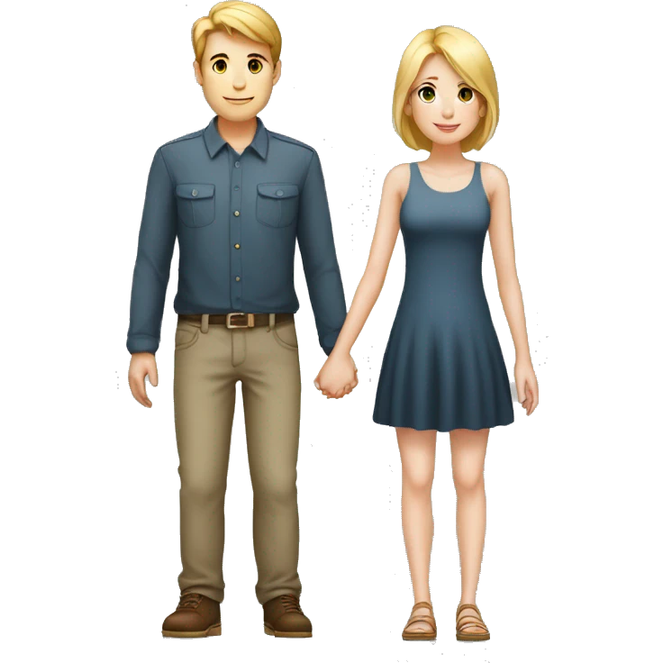 A tall 1m90 boy holding hands with a beautiful 1m57 girl, white skin. emoji