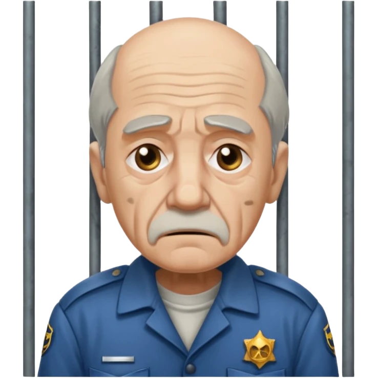 sad old man getting imprisoned by officers emoji