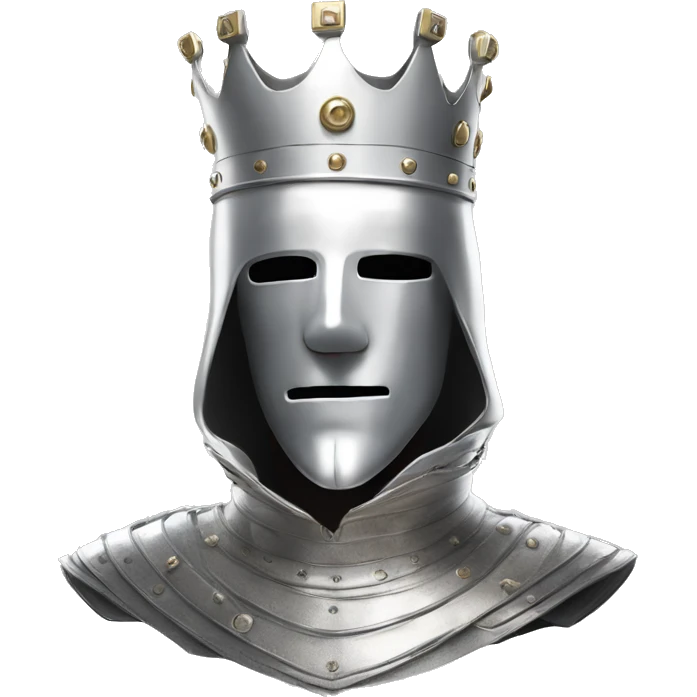 king baldwin IV in silver full face mask up with Left hand raised with white glove emoji