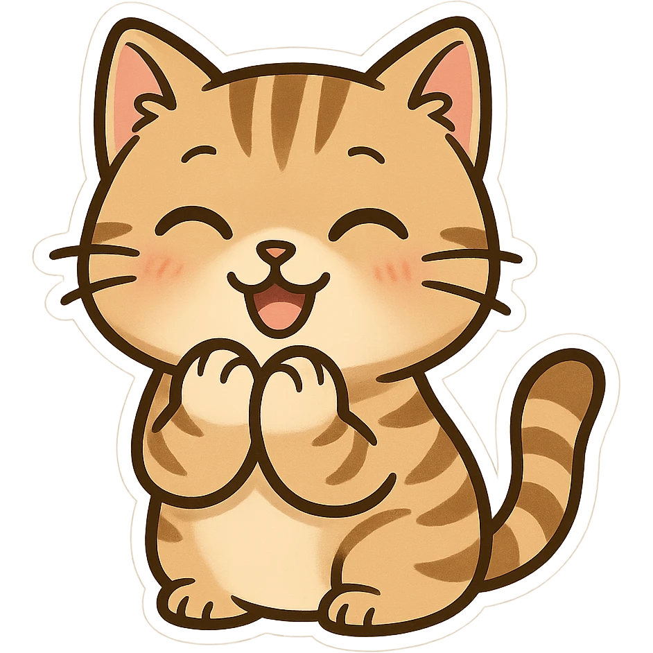 A tabby cat, used as a WhatsApp expression, cute, cute, no background, only the cat emoji