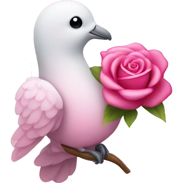 pink dove holding a rose emoji