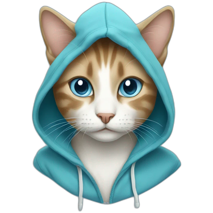 Cat in hoodie blue eyes emoji