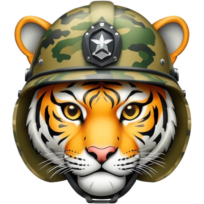 military tiger face with helmet and camo for Twitch emote emoji