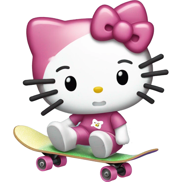 Hello kitty on a skateboard  emoji