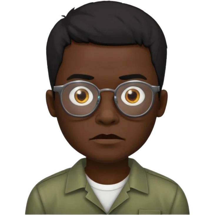 zumbi masculino, óculos fino, cabelo baixo emoji