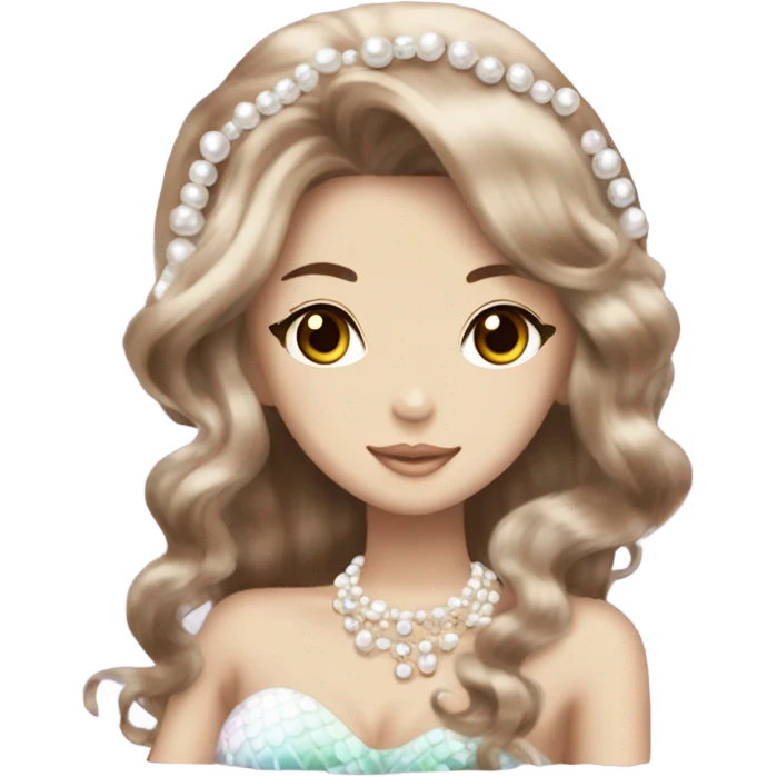 mermaid hime gyaru girl, brown hair, pearles emoji