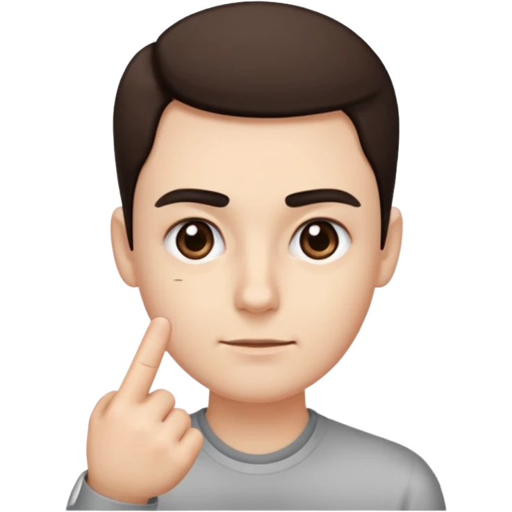 iOS-style 3D emoji: a person with one eyebrow raised, slightly tilted head, and index finger wagging side to side in front of them emoji
