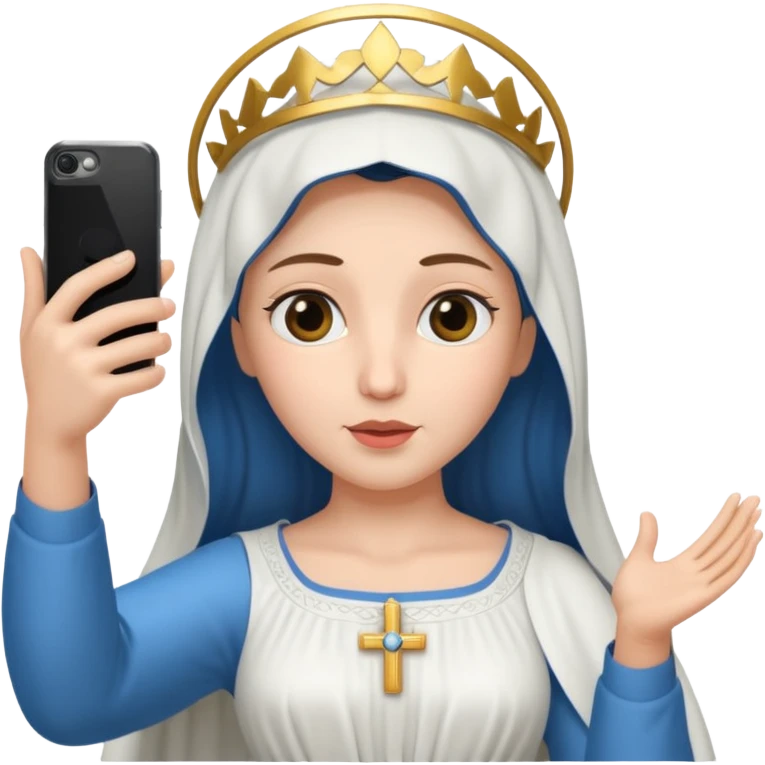 emoji della madonna vestita di BIANCO  con SCATTA UN SELFIE
 emoji