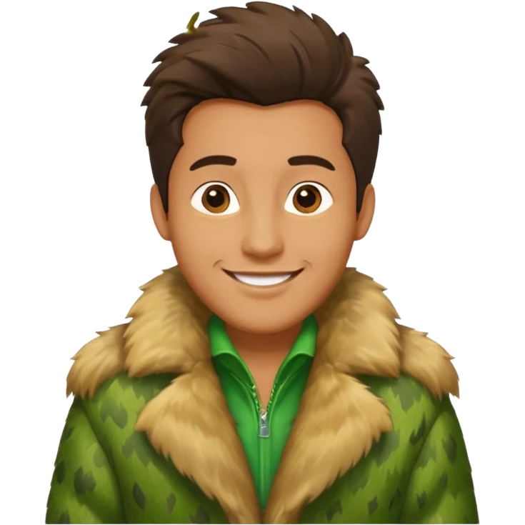 male in green fur coat  emoji