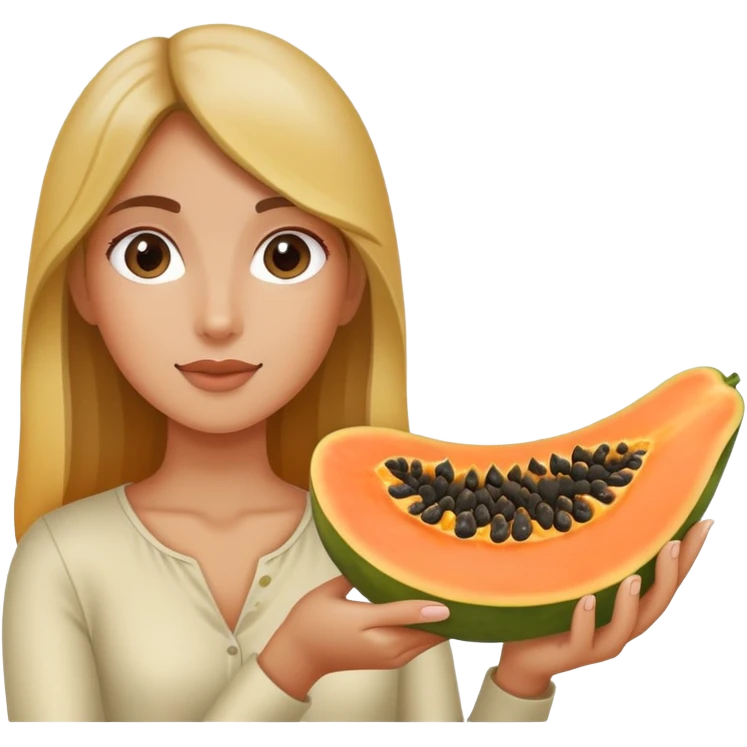 Beautiful body of  Girl beautiful body holding one half of papaya sliced in half emoji