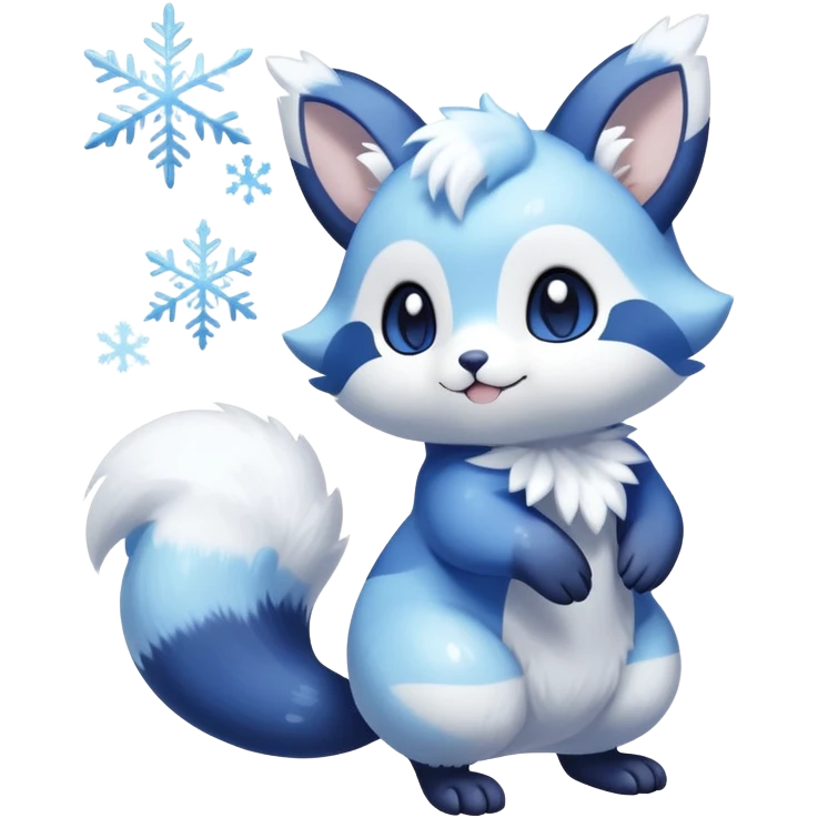 Shiny White Pastel Snowy Icy Sparkly Cute Furret-Meowstic-Hybrid (Full body) with snow and snowflakes and glitters effects aesthetic emoji