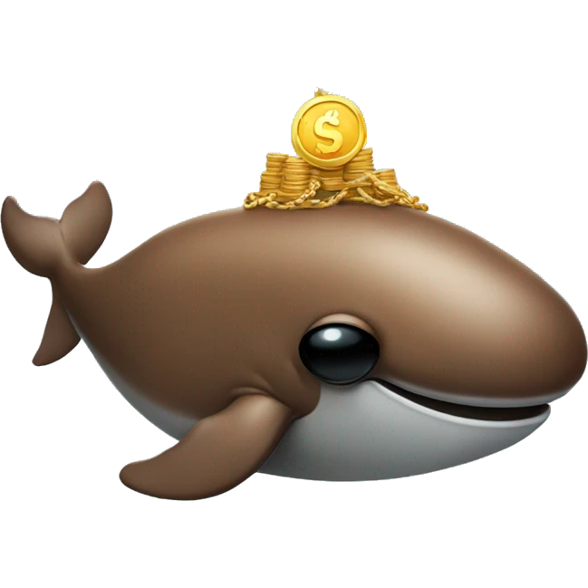 A brown whale wearing sunglasses and a golden dollar chain emoji