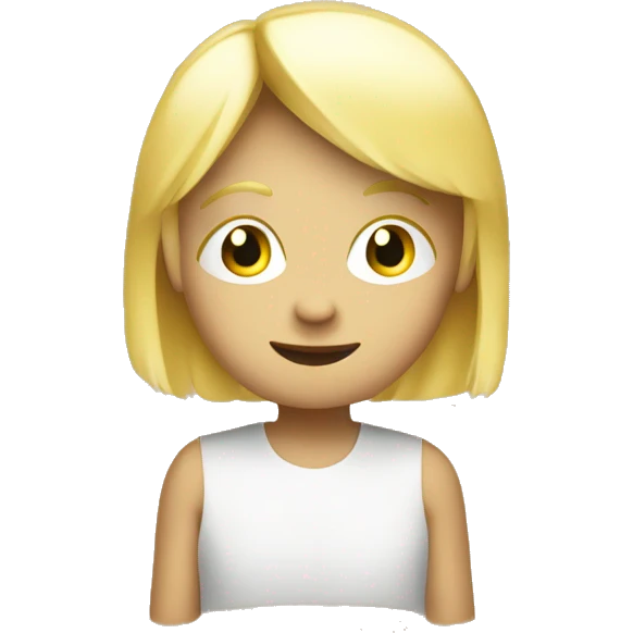 talking blond child with two speech bubbles near emoji