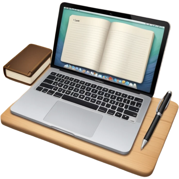 MacBook with journal and pen  emoji
