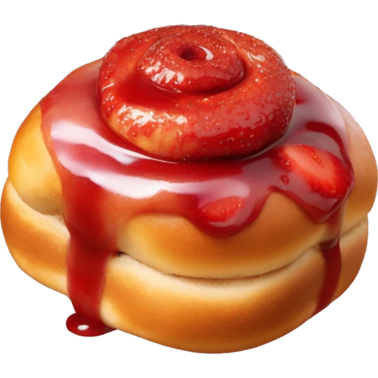 Cinnamon bun with strawberry sauce on top emoji