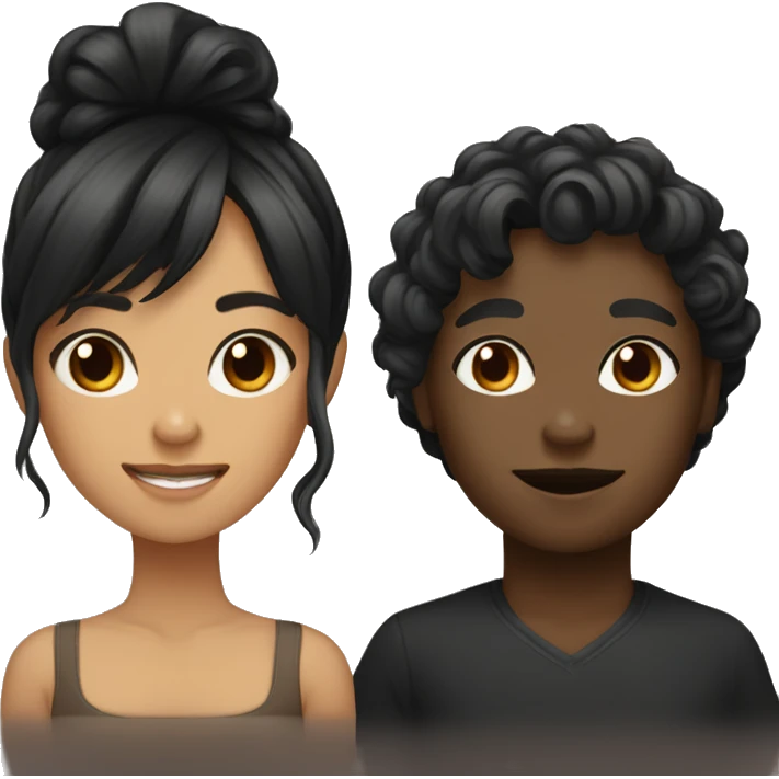 black shitzu with a tan girl with long black wavy hair and bangs emoji