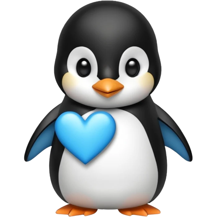 loving penguin whit blue hearts emoji