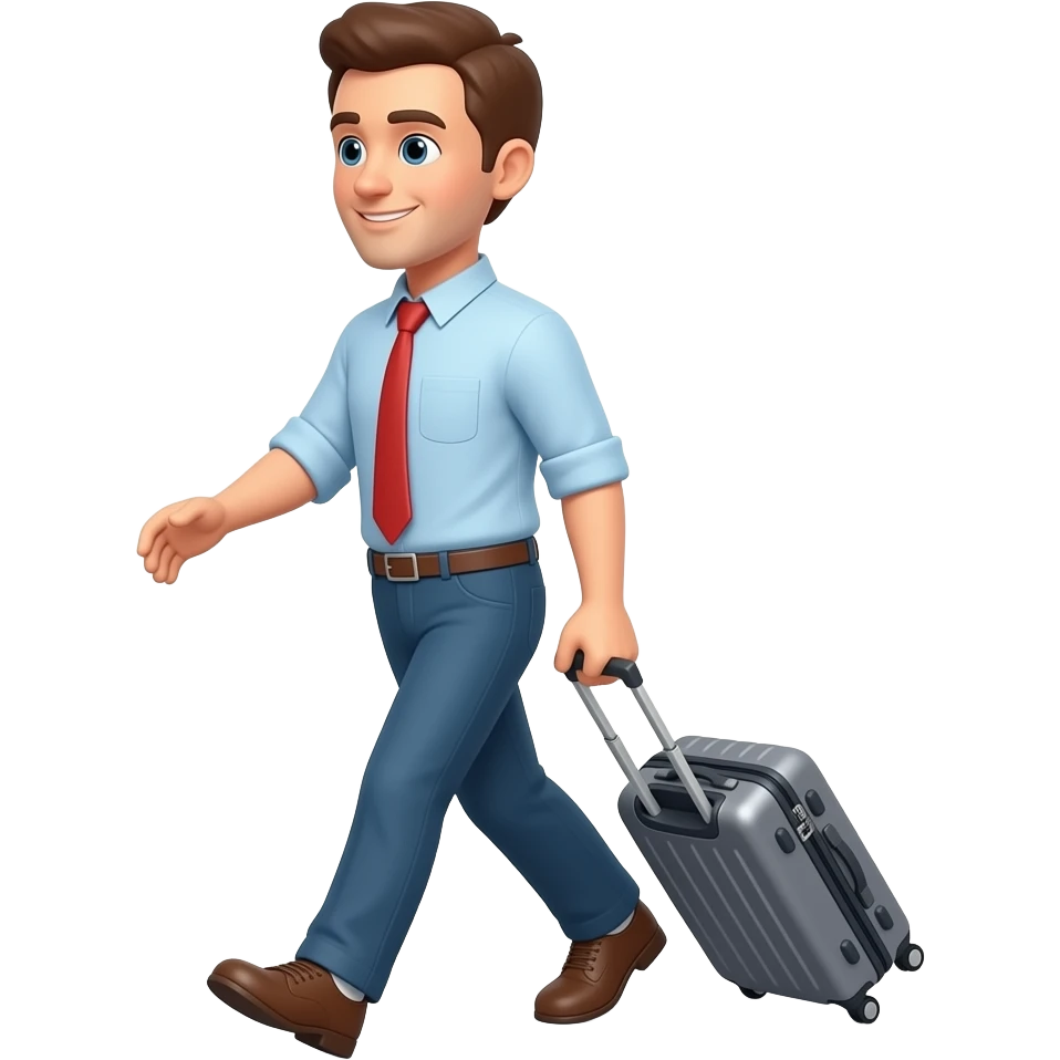 draw a man emoji going somewhere with a suitcase emoji