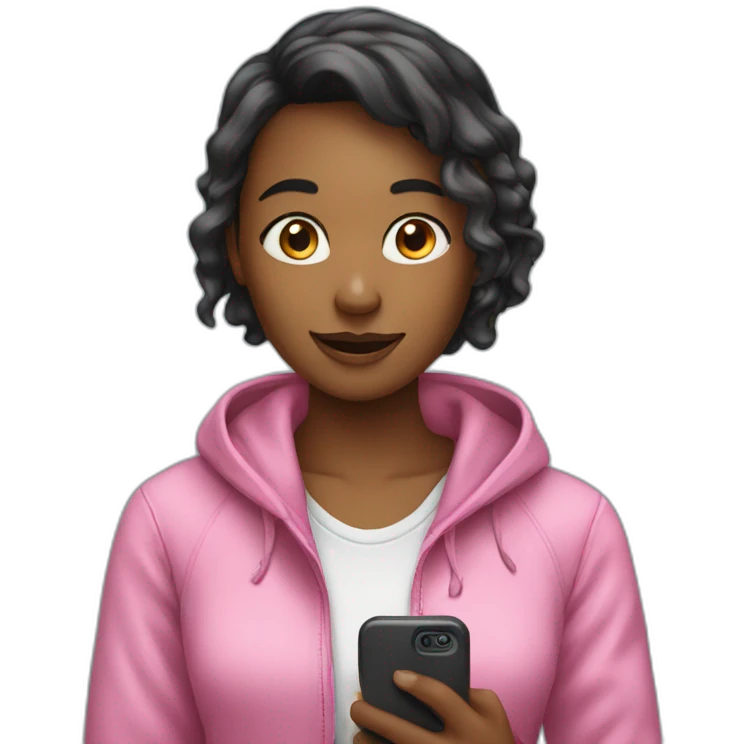 the girl in pink with the phone emoji