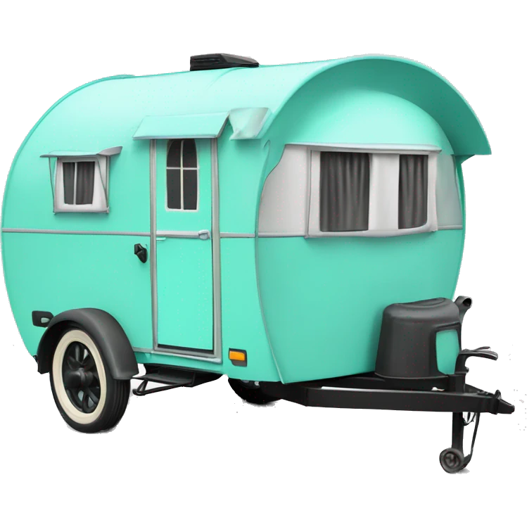 Realistic tiffany blue vintage round gypsy caravan wagon camper emoji