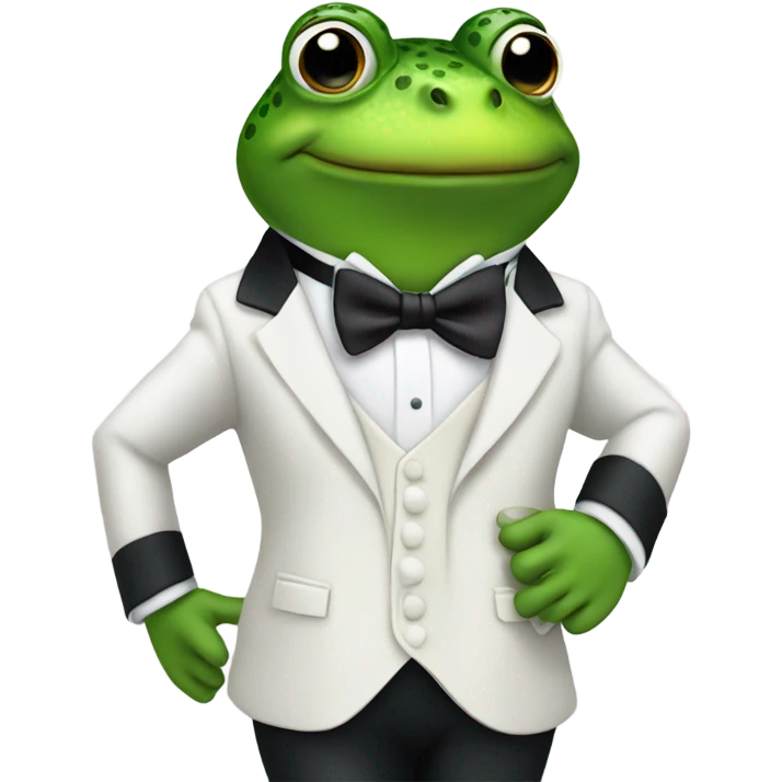 Green toad in tuxedo  emoji