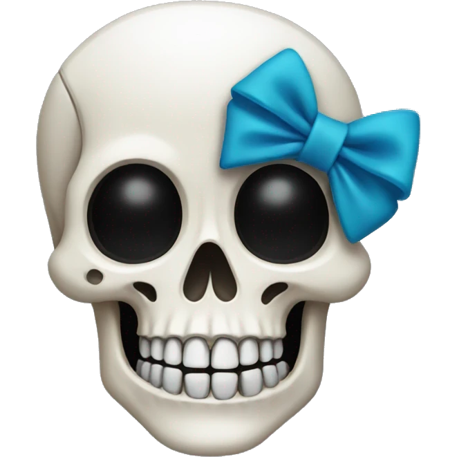 A skeleton wearing a bow emoji